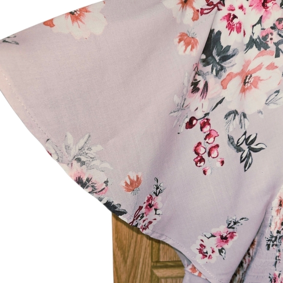 TORRID Plus Size Floral Lilac Smocked Front Tie Challis Skater Dress Size 3X - Picture 4 of 13